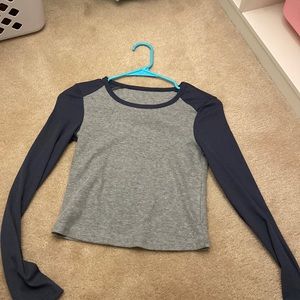 Blue and Grey Cropped T-Shirt